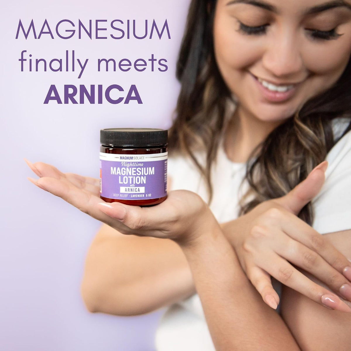 Magnum Solace Nighttime Magnesium Lotion with Arnica for Muscles Joints Skin-Friendly