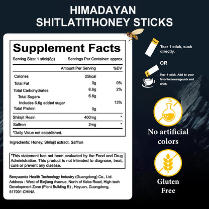 VitaBuy Shilajit Honey Sticks with Himalayan Saffron, 30-count immune support supplement package