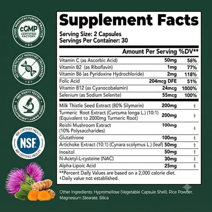 HojaSana Milk Thistle Silymarin Liver Support Detox Formula Capsules
