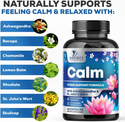 Nature's Nutrition Ashwagandha GABA Stress Mood Support Capsules