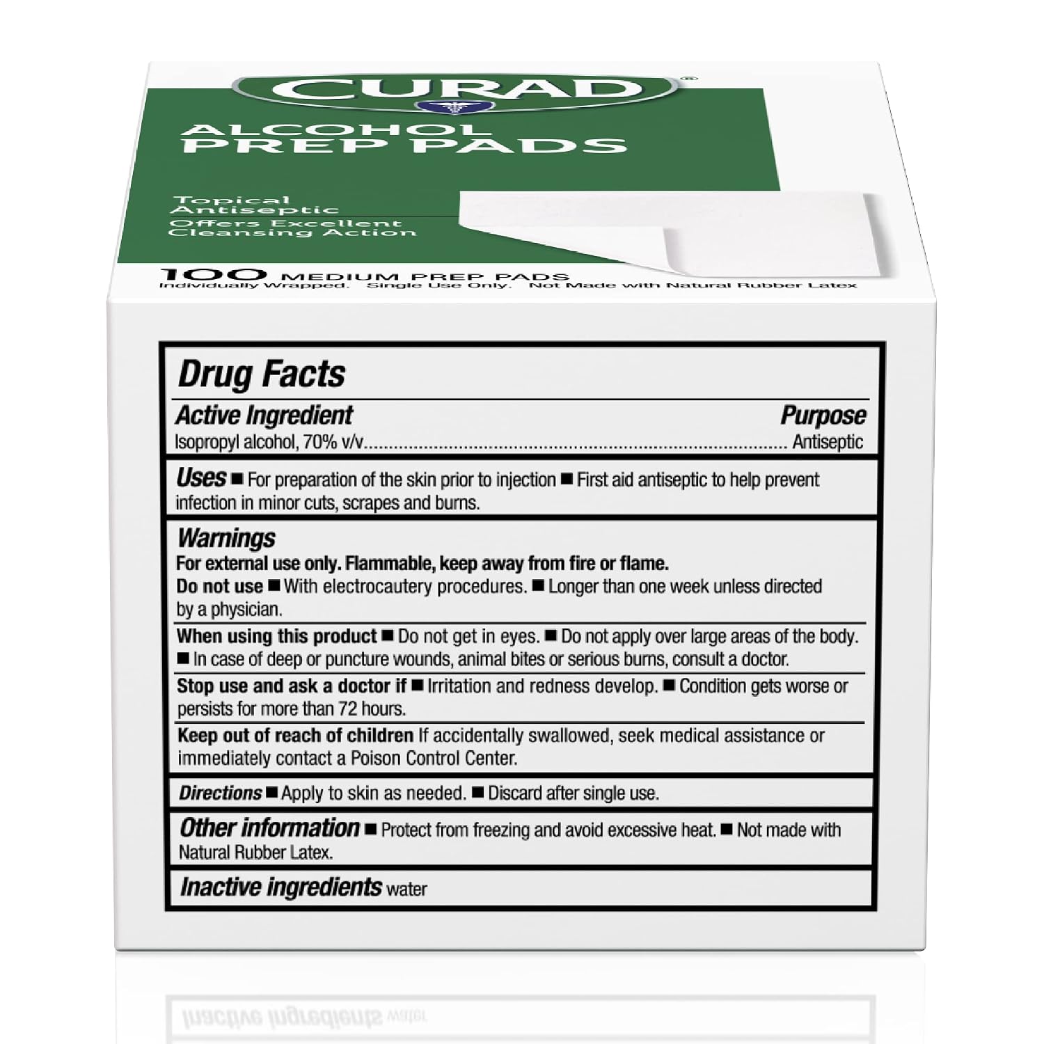 CURAD 70% Isopropyl Alcohol Prep Pads 400 Count First Aid Wipes