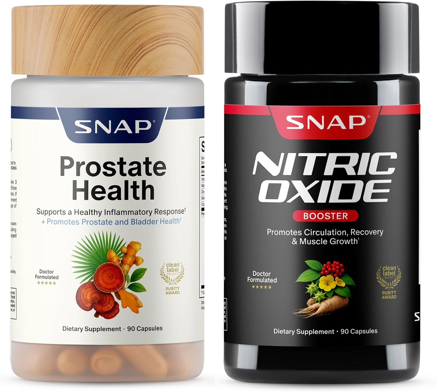 Snap Supplements Nitric Oxide Booster + Prostate Health Supplements for Men 60 + 90 Capsules