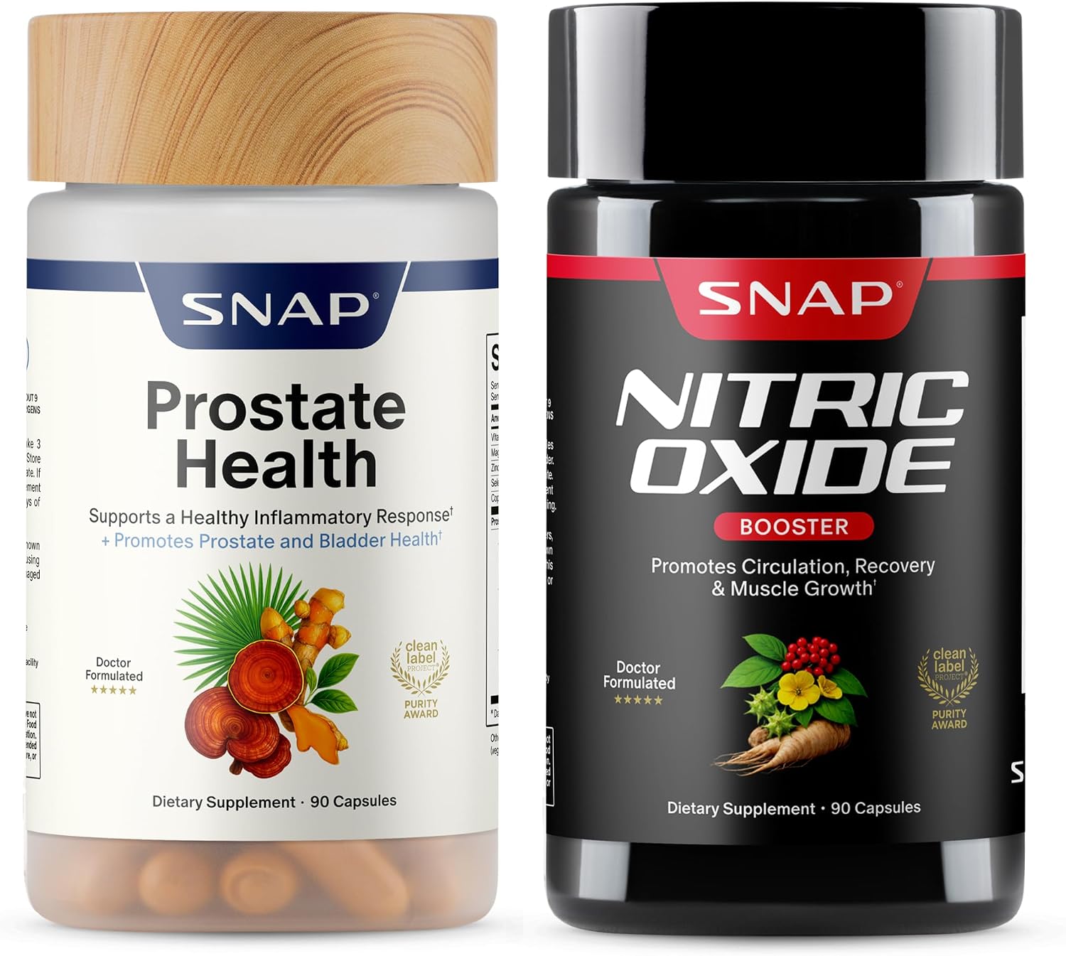Snap Supplements Nitric Oxide Booster + Prostate Health Supplements for Men 60 + 90 Capsules