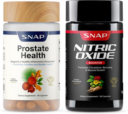 Snap Supplements Nitric Oxide Booster + Prostate Health Supplements for Men 60 + 90 Capsules
