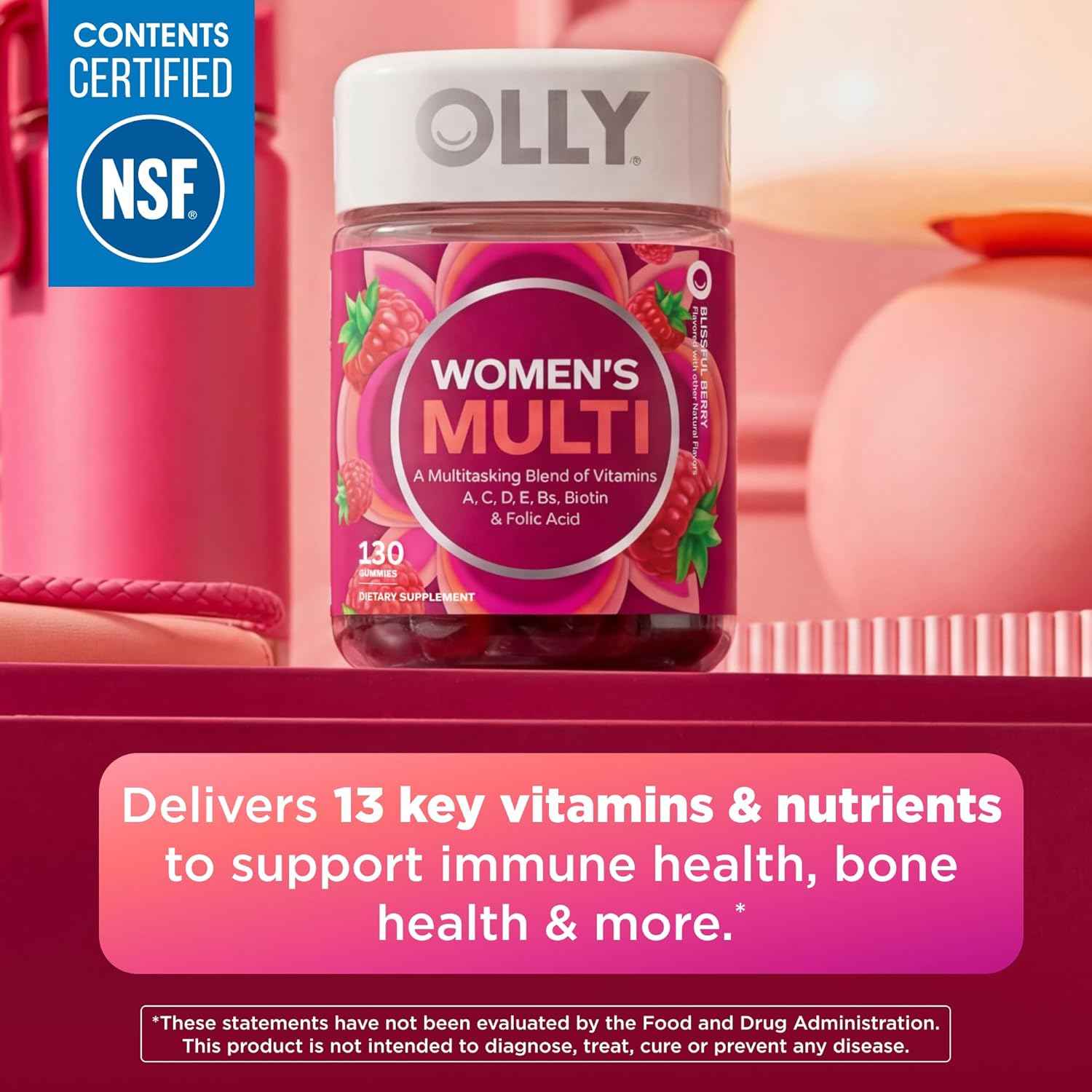 OLLY Women's Multivitamin Gummy Overall Wellness Berry Flavored