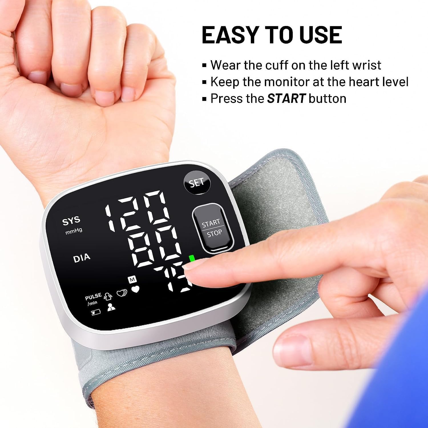 Oklar Wrist Blood Pressure Monitor FDA Cleared Rechargeable with Adjustable Cuff 4.92-8.46 Inches 240 Reading Memory 2 Users Voice Broadcast Storage Case