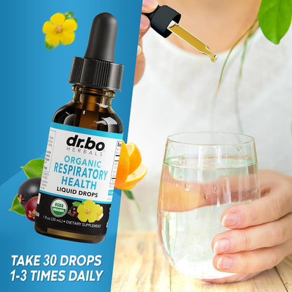 DR. BO Organic Mullein Drops Lung Detox Respiratory Support Liquid