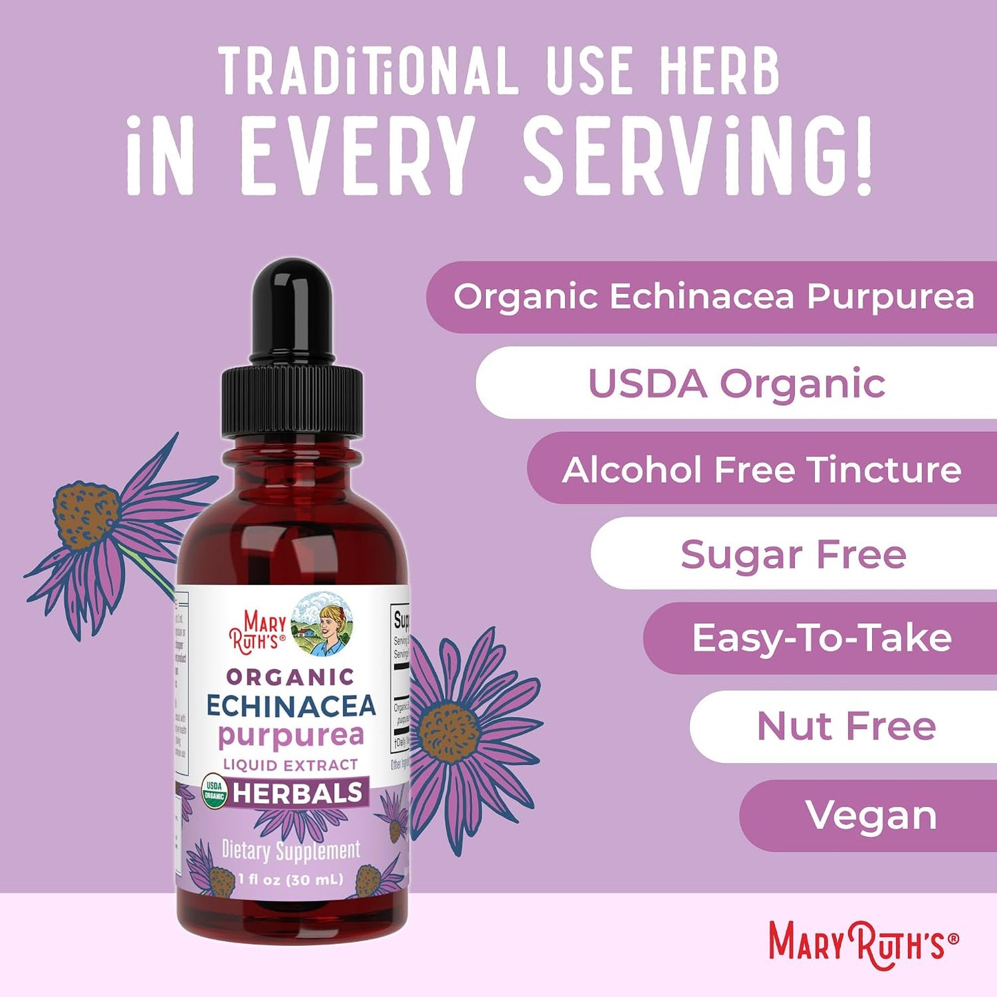 MARYRUTH'S Organic Echinacea Purpurea Immune Support Liquid Drops