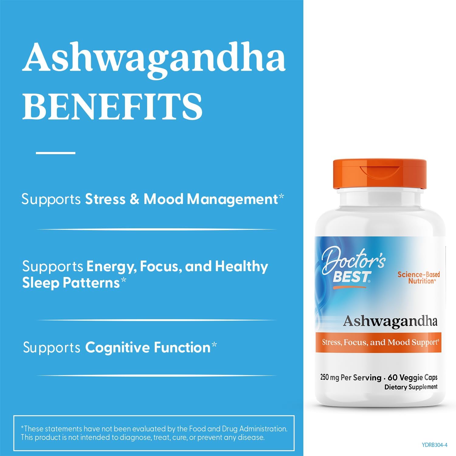Doctor's Best Sensoril Ashwagandha Stress Wellness Support Capsules 60 Count