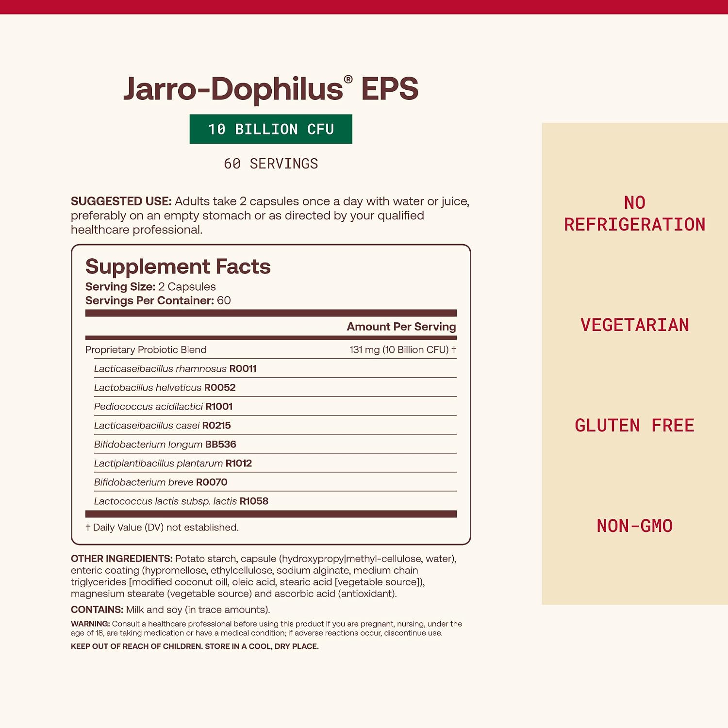 Jarrow Formulas Jarro-Dophilus Probiotic Dietary Supplement Veggie Caps