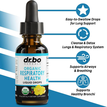 DR. BO Organic Mullein Drops Lung Detox Respiratory Support Liquid