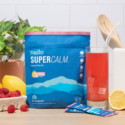 Nello Supercalm Powdered Drink Mix Cortisol Reducer Raspberry Lemonade