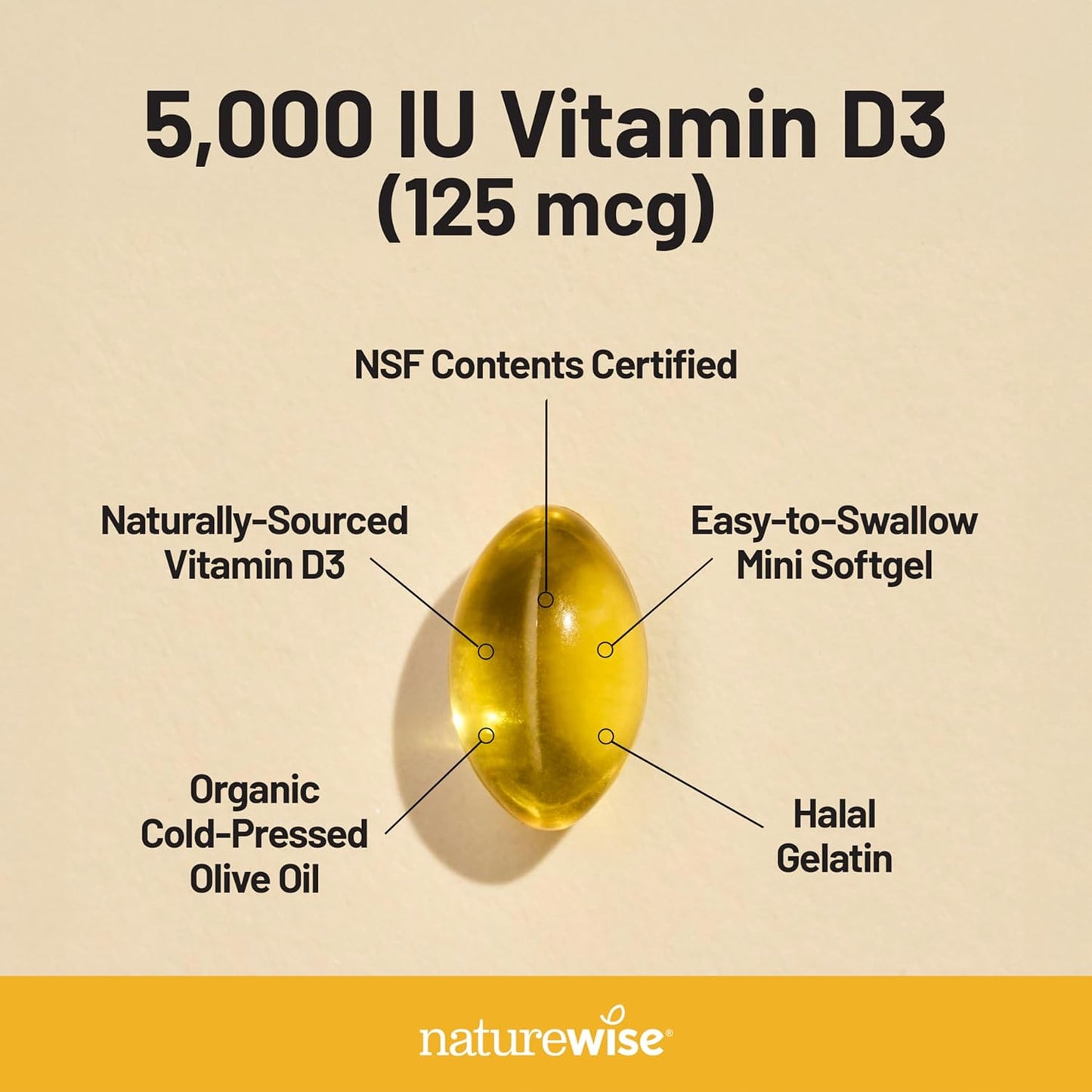 NatureWise Vitamin D3 5000iu (125 mcg) 360 Count Mini Softgel