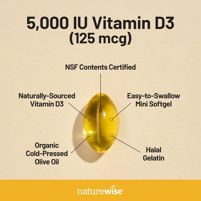 NatureWise Vitamin D3 5000iu (125 mcg) 360 Count Mini Softgel