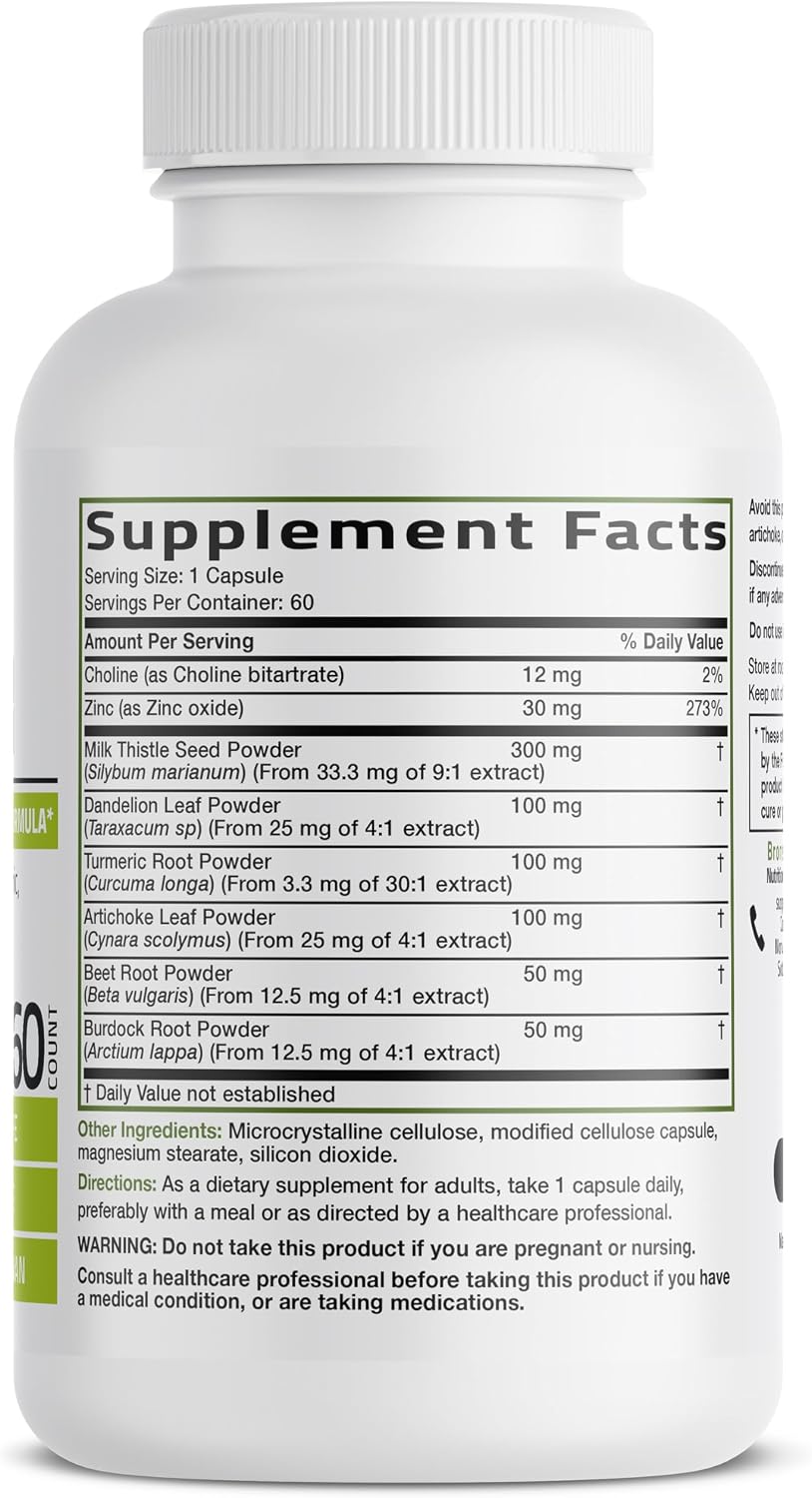 Bronson Milk Thistle Liver Detox Cleansing Formula Capsules