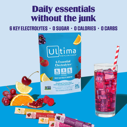 Ultima Replenisher Daily Zero Sugar Electrolyte Drink Mix 20 Count