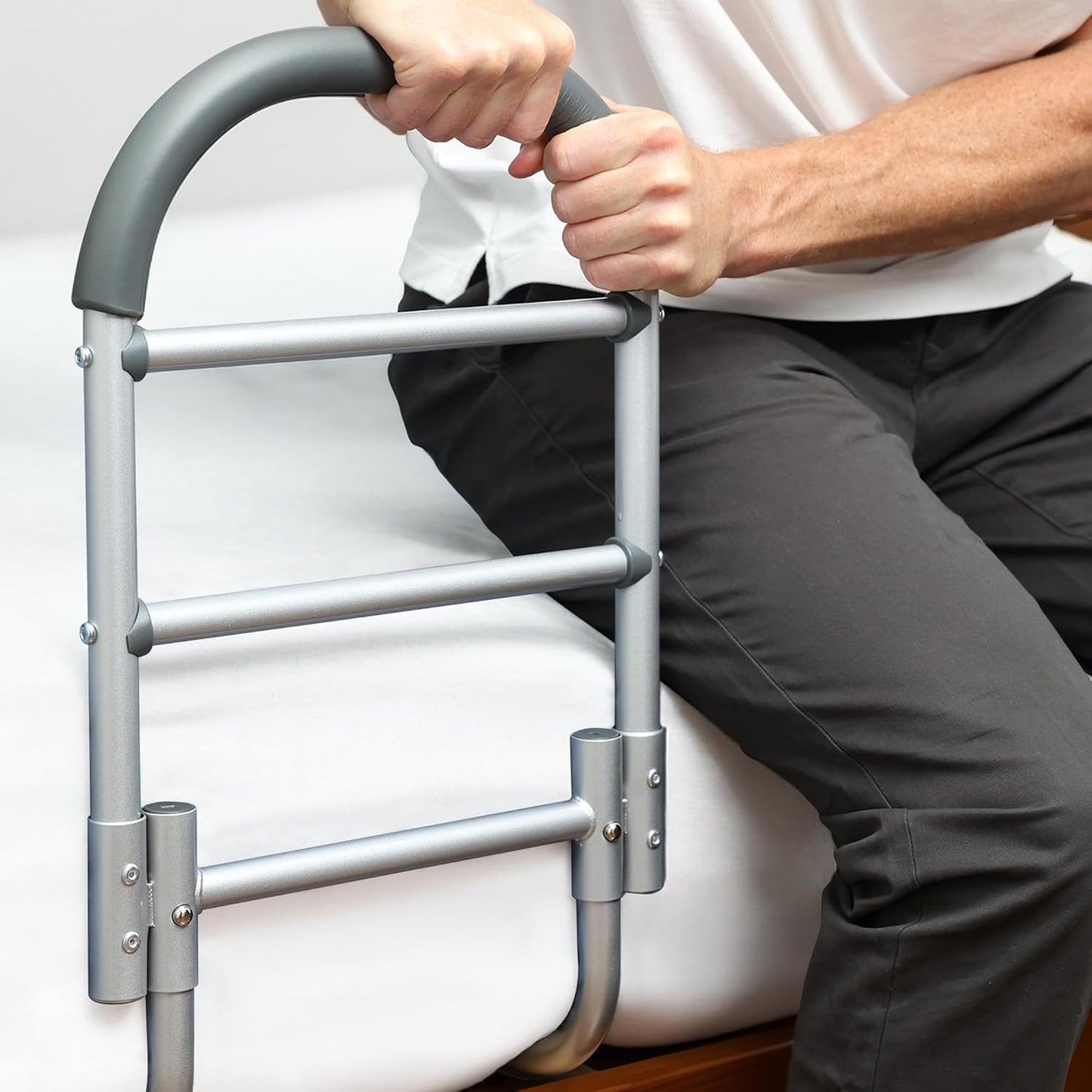 Lunderg Bed Assist Rail for Seniors Motion Light Non-Slip Grab Bar Easy Install Elderly Safety Support