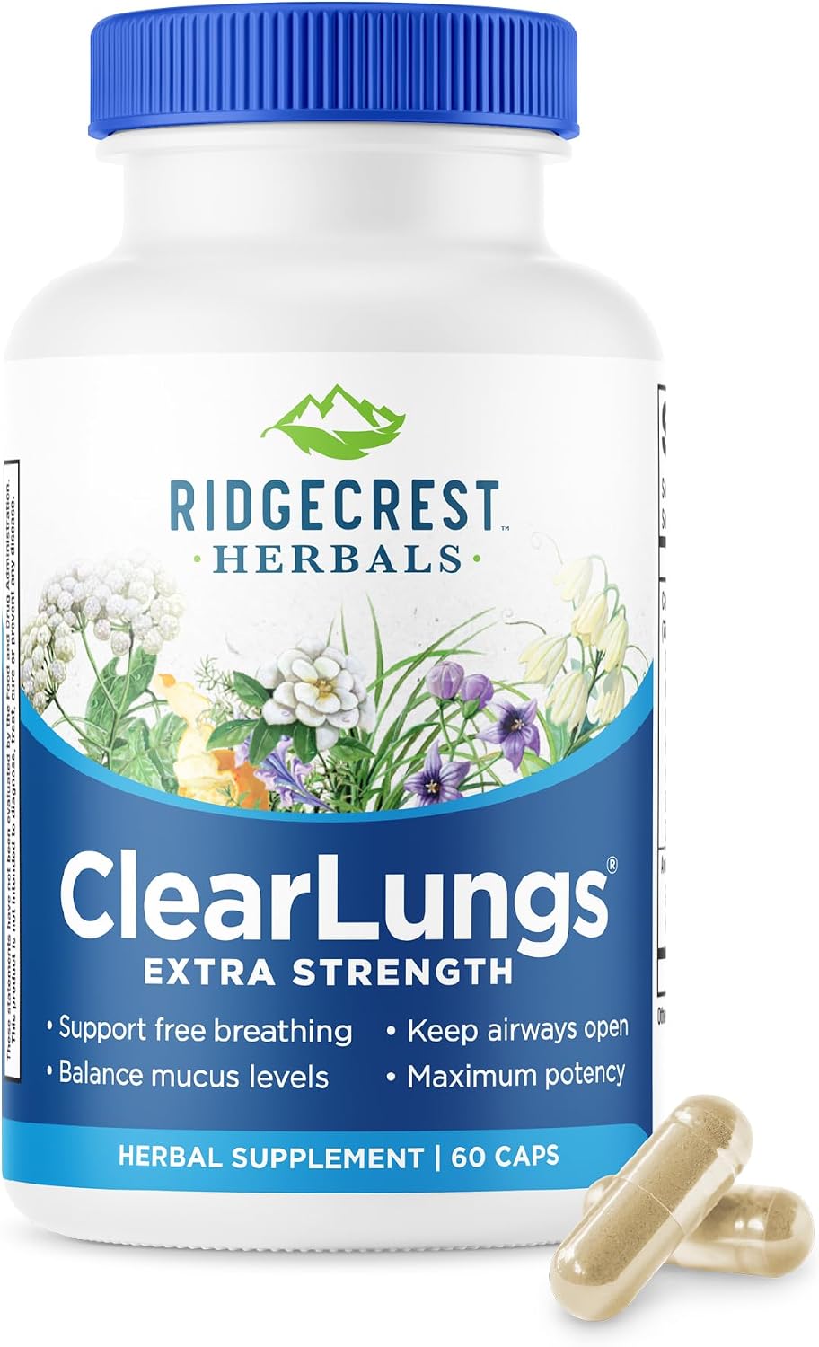 RidgeCrest Herbals ClearLungs Extra Strength Lung Respiratory Support Capsules