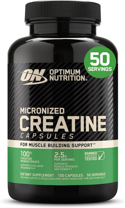 Optimum Nutrition Micronized Creatine Monohydrate Capsules 2.5g Per Serving 50 Servings