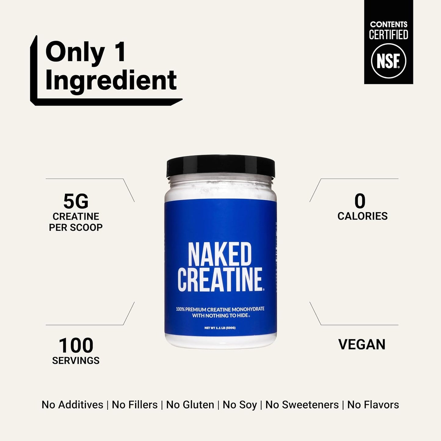 NAKED Pure Micronized Creatine Monohydrate Powder NSF Certified