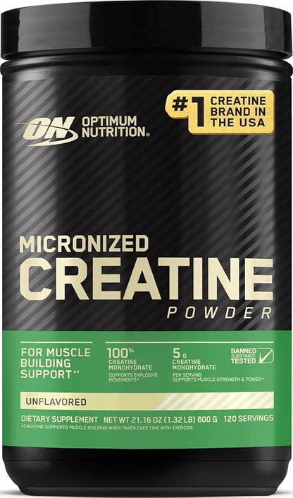 Optimum Nutrition Micronized Creatine Monohydrate Powder 5g Per Serving 120 Servings