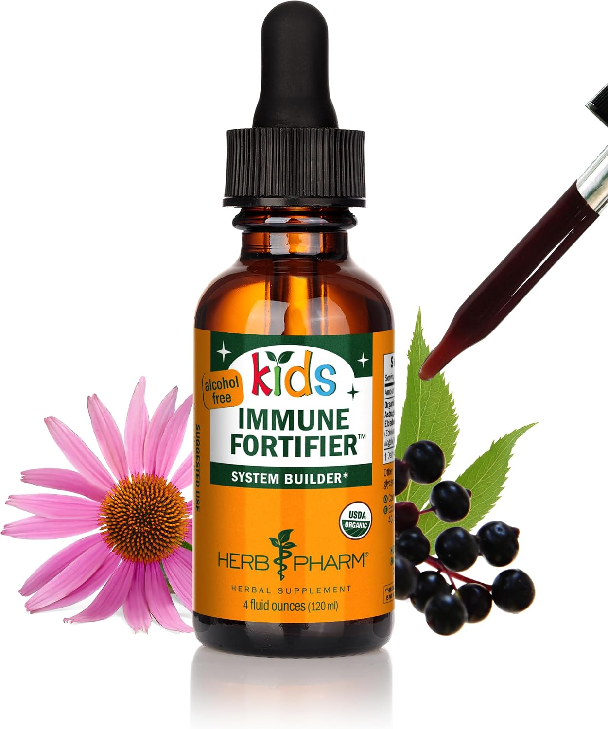 Herb Pharm Kids Immune Fortifier Elderberry Echinacea Dietary Supplement Liquid