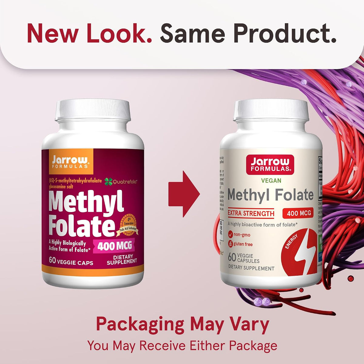 Jarrow Formulas Extra Strength Methyl Folate 400 mcg 60 Veggie Capsules