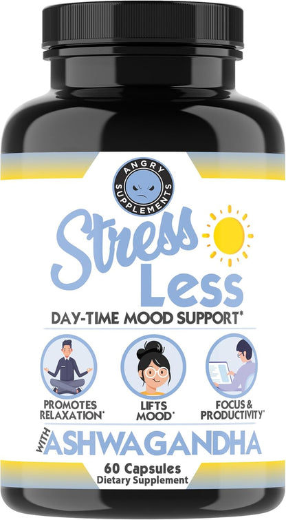 Angry Supplements Stress Less Day-Time Mood Support Capsules 60 Count