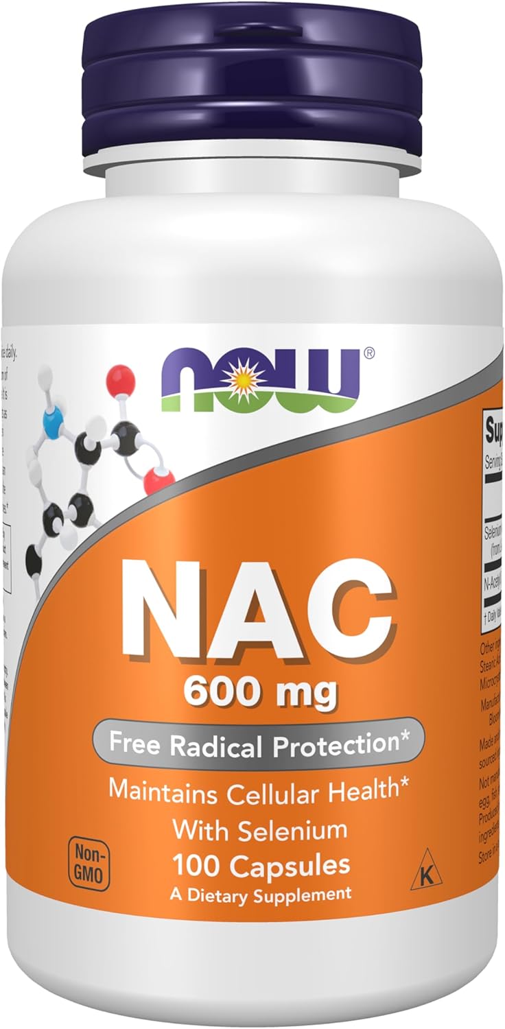 NOW Foods NAC N-Acetyl Cysteine 600 mg Cellular Support Capsules