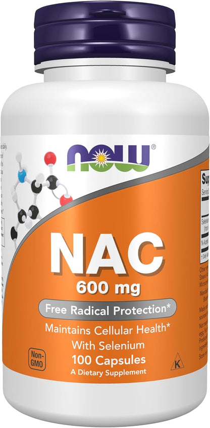 NOW Foods NAC N-Acetyl Cysteine 600 mg Cellular Support Capsules