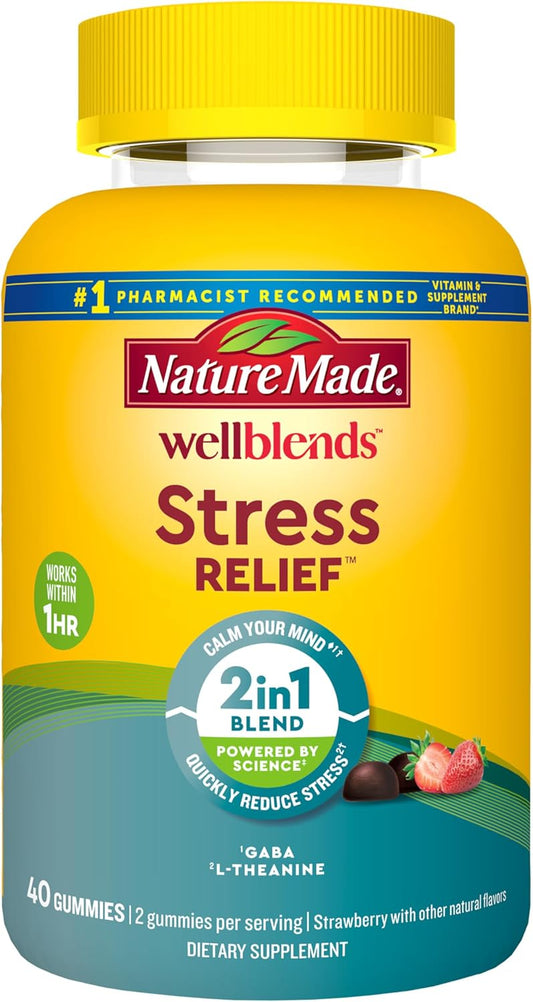 Nature Made Wellblends Stress Relief Strawberry Gummies 40 Count