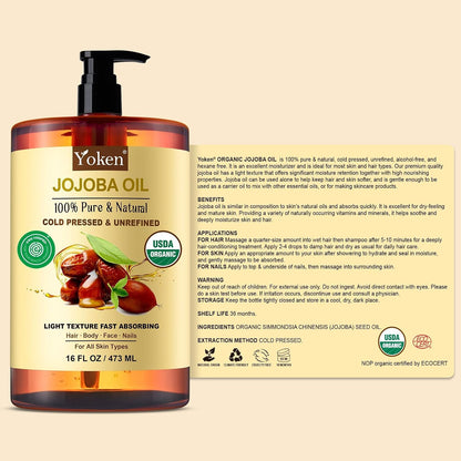 Yoken Organic Cold Pressed Jojoba Body Oil