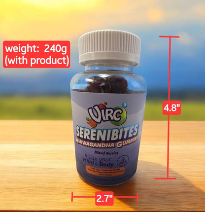 VIRC Snacks Ashwagandha Stress Energy Support Mixed Berries Gummies 60 Count