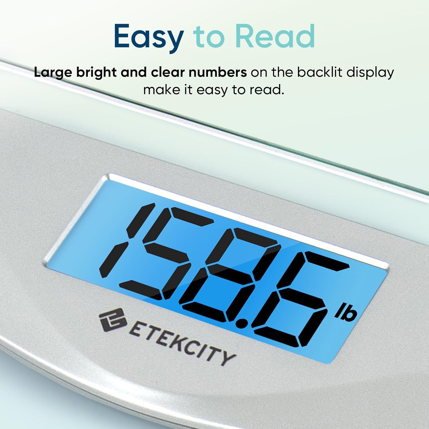 Etekcity Digital Body Weight Bathroom Scale 400 lb Capacity 6mm Tempered Glass Blue LCD Display