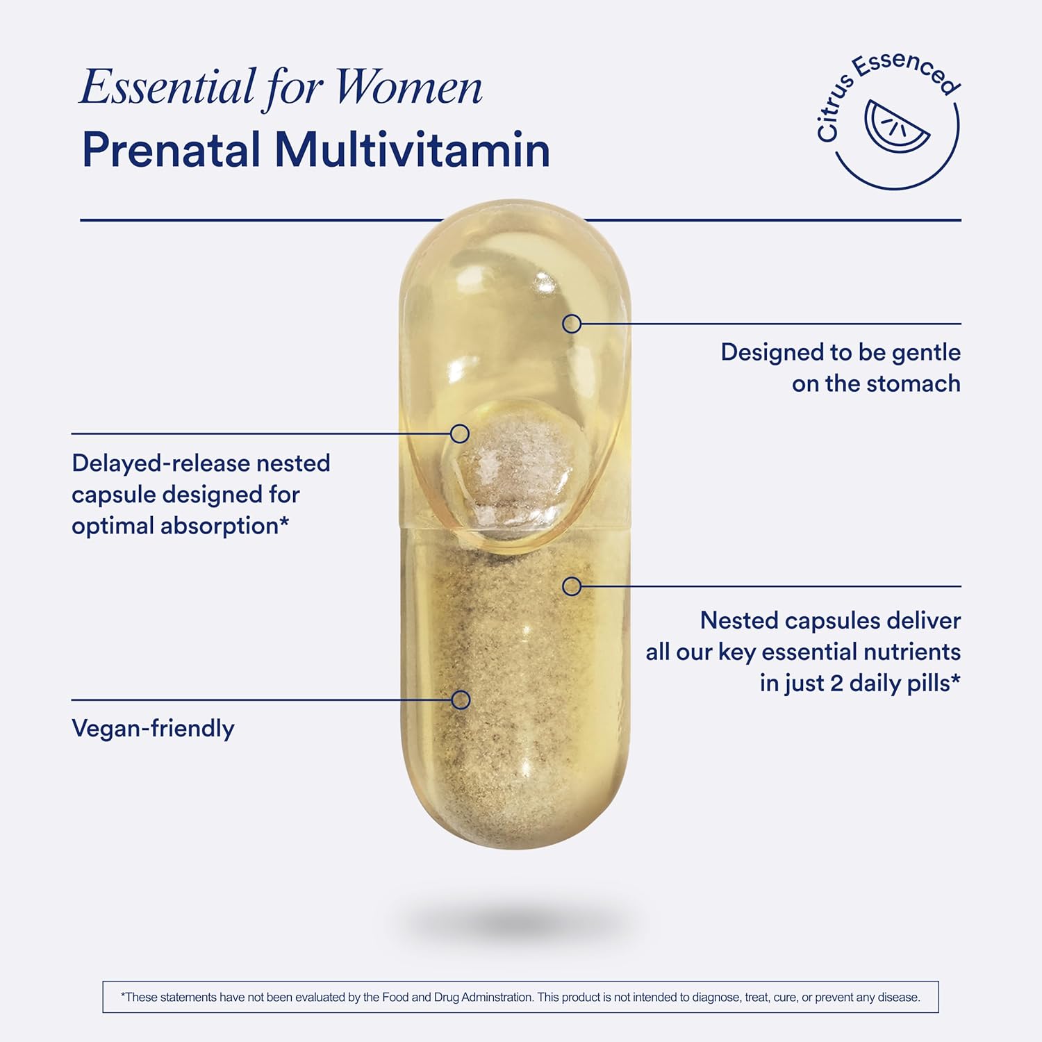 Ritual Prenatal Multivitamin With Omega-3 DHA Citrus 60 Capsules