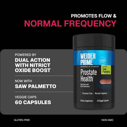 Weider Prime Prostate Health Dual Action Nitric Oxide Boost Men's Wellness 60 Capsules