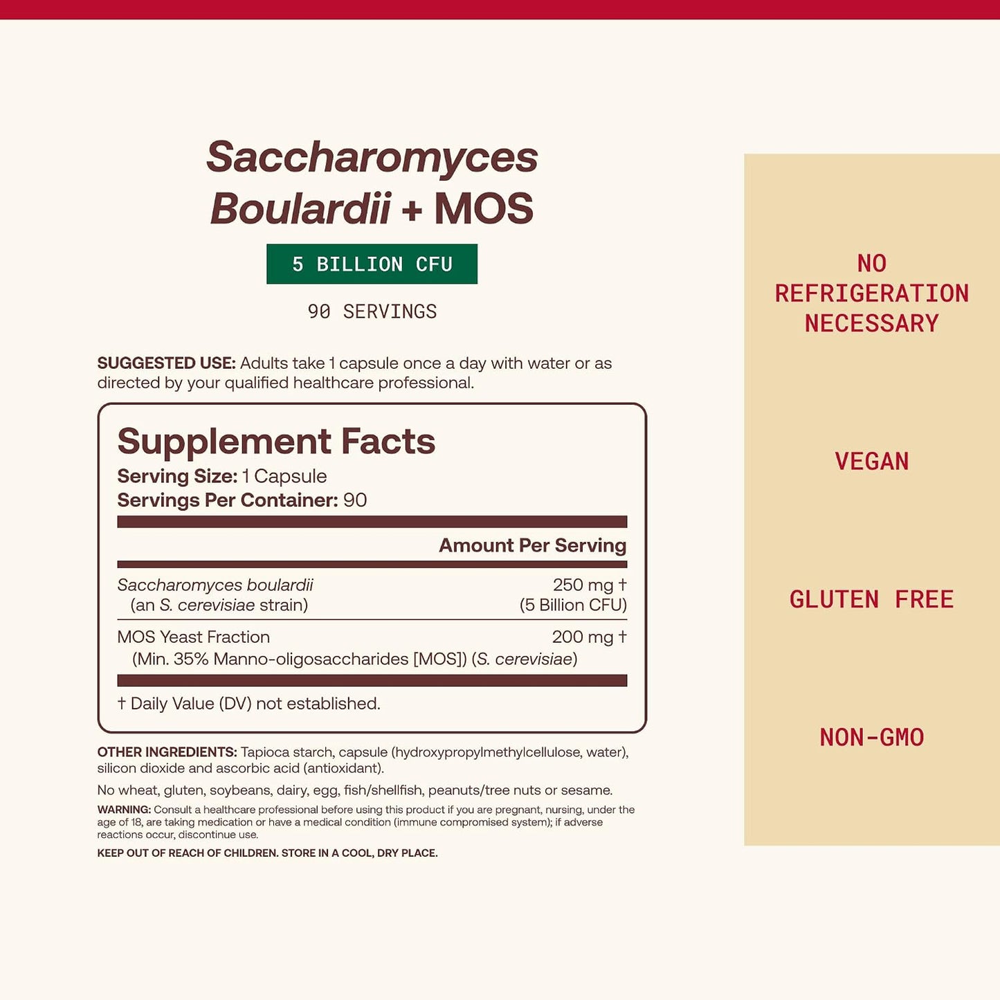 Jarrow Formulas Saccharomyces Boulardii + MOS Dietary Supplement Veggie Caps