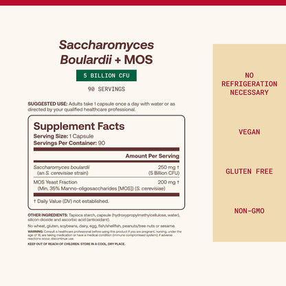 Jarrow Formulas Saccharomyces Boulardii + MOS Dietary Supplement Veggie Caps