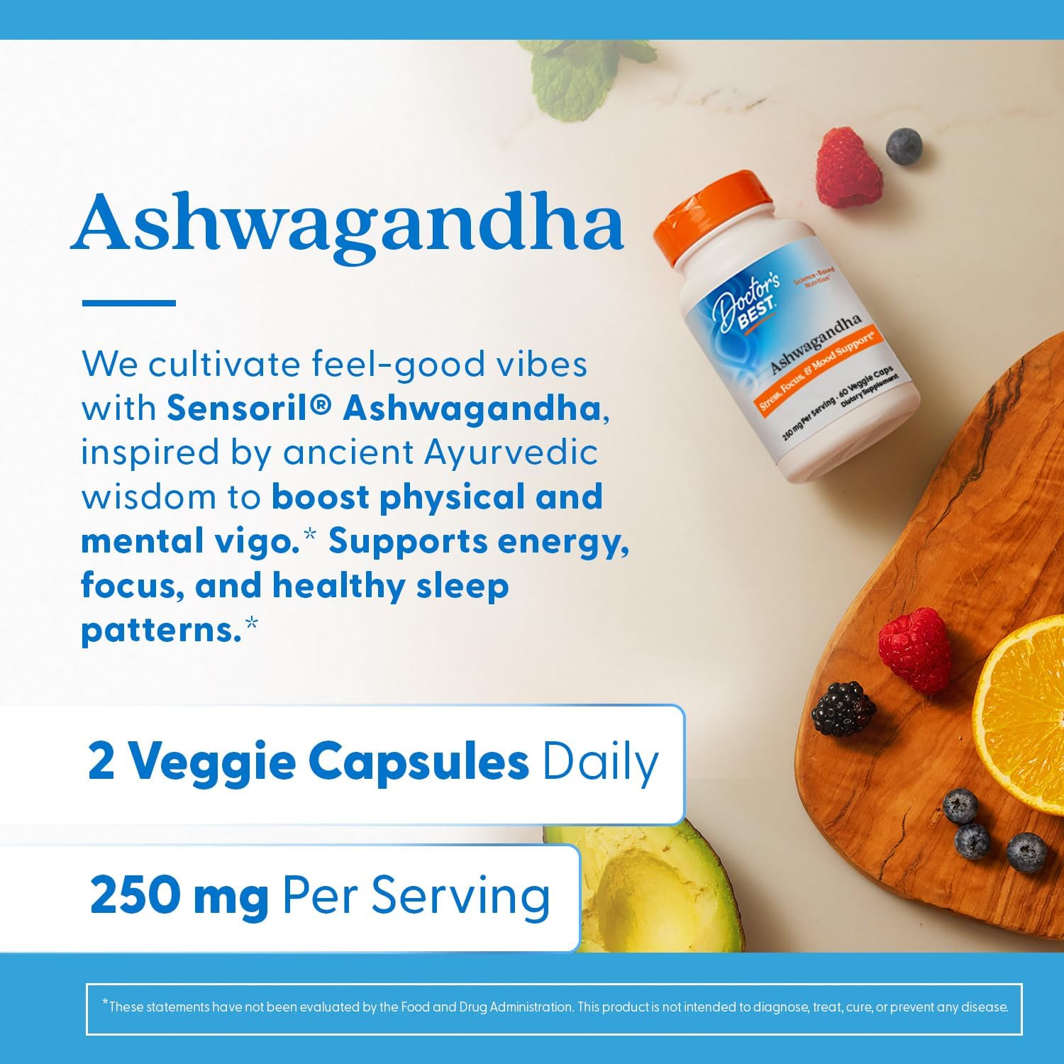 Doctor's Best Sensoril Ashwagandha Stress Wellness Support Capsules 60 Count