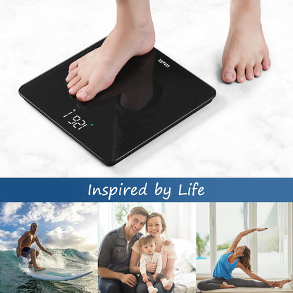 Vitafit Digital Bathroom Scale 400 lb Capacity 0.1 lb Accuracy Step-On LED Display Spray Silver Black