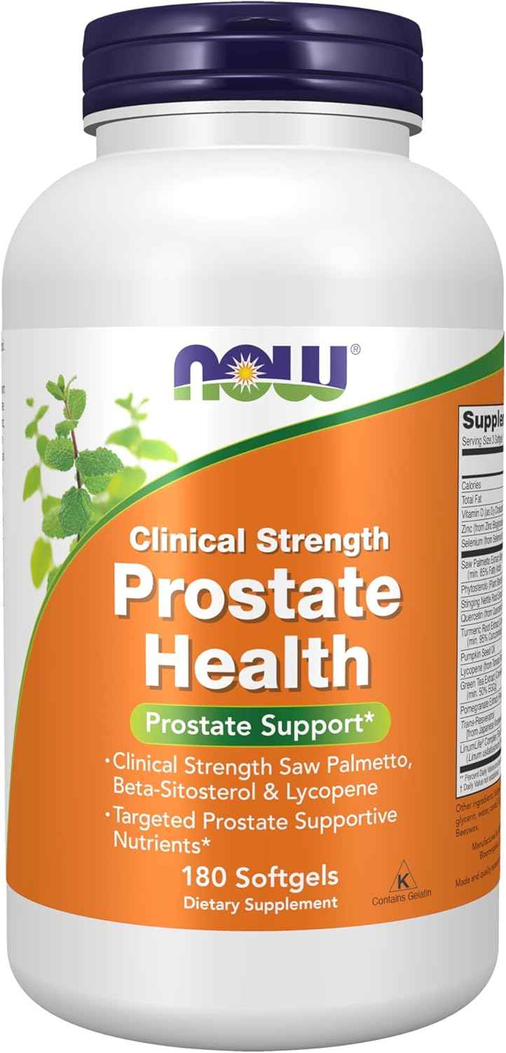 NOW Supplements Prostate Health Clinical Strength Saw Palmetto Beta-Sitosterol & Lycopene 180 Softgels