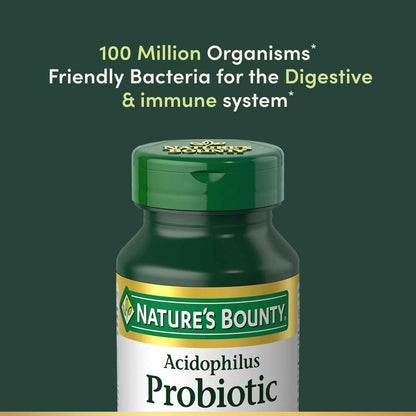 Nature's Bounty Lactobacillus Acidophilus Probiotic Supplement 100 Million Organisms