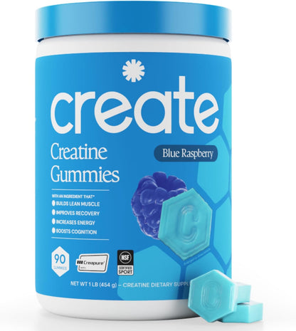 Create Creatine Monohydrate Gummies 1.5g Per Gummy Vegan Gluten-Free Non-GMO