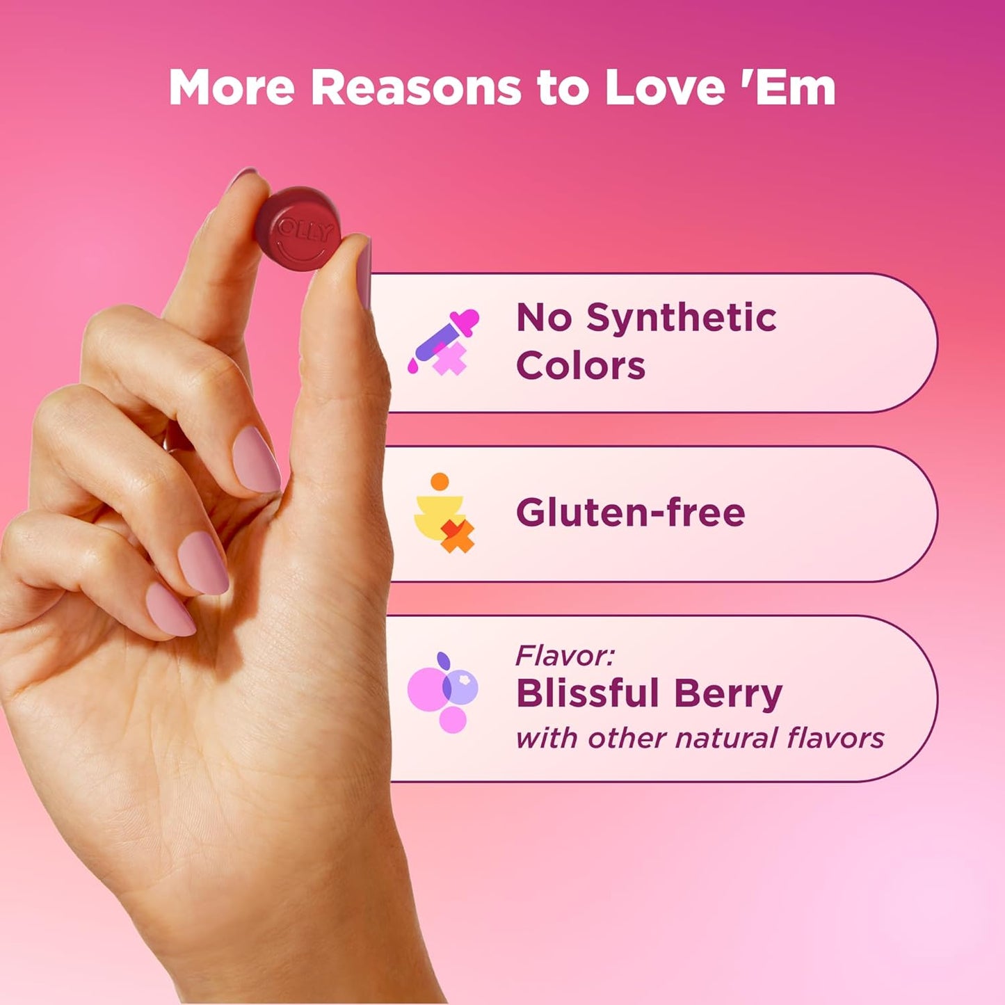 OLLY Women's Multivitamin Gummy Overall Wellness Berry Flavored
