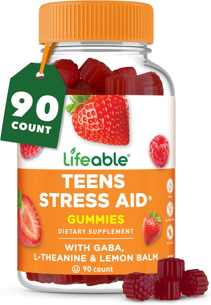 Lifeable Stress Aid Teens Mood Support Berry Gummies 90 Count
