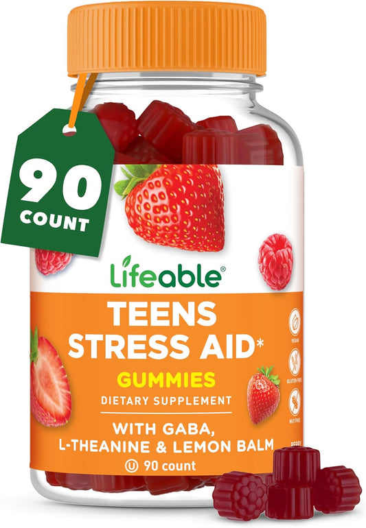 Lifeable Stress Aid Teens Mood Support Berry Gummies 90 Count