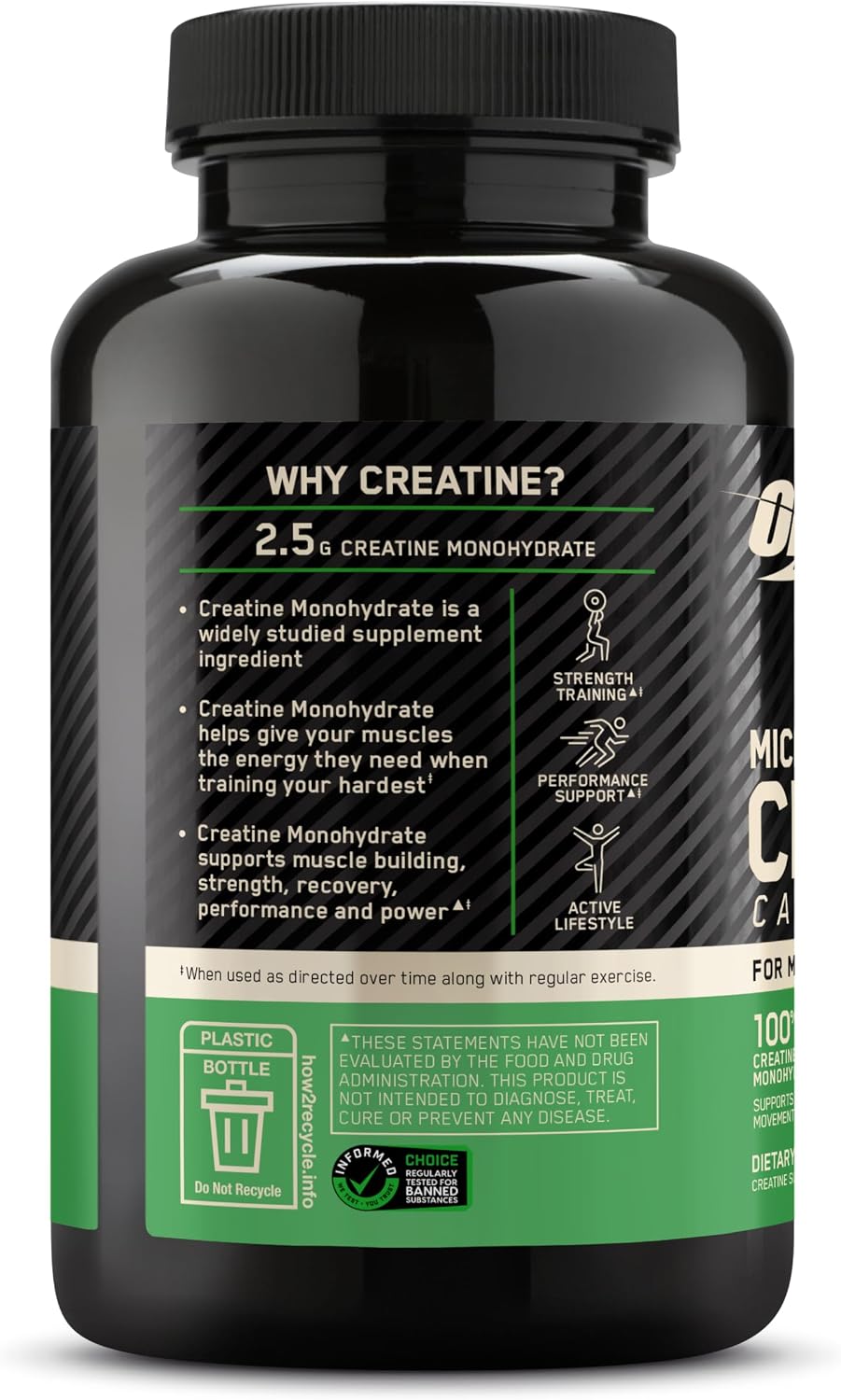 Optimum Nutrition Micronized Creatine Monohydrate Capsules 2.5g Per Serving 50 Servings