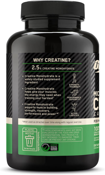 Optimum Nutrition Micronized Creatine Monohydrate Capsules 2.5g Per Serving 50 Servings