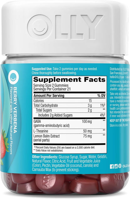 OLLY Goodbye Stress Support Supplement Berry Verbena Gummies