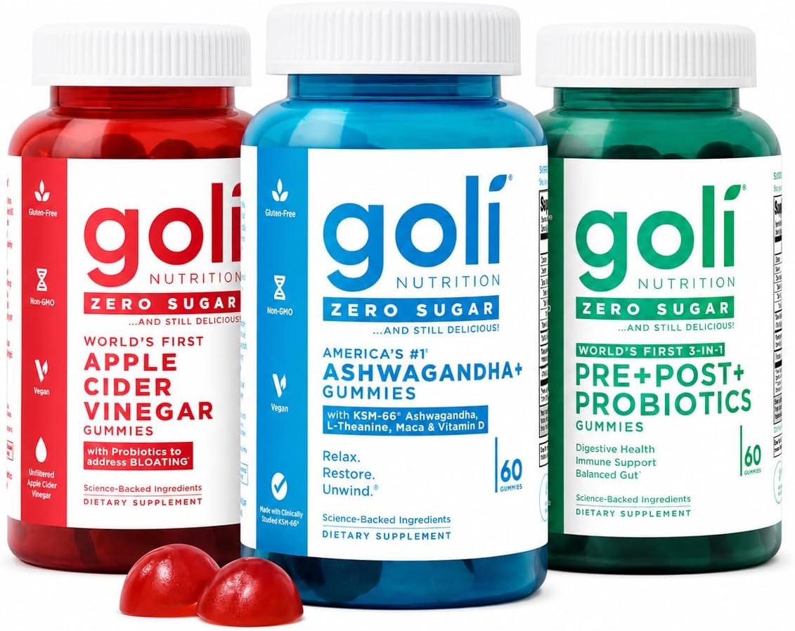 Goli Zero Sugar Wellness Trio Gummies 180 Count